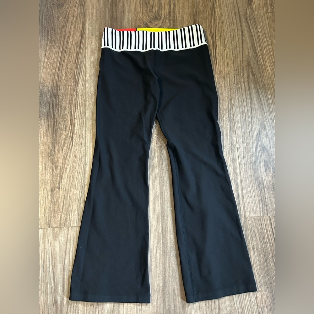 LULULEMON Black Flared Yoga  Striped Waistband pants as is ( missing labels )